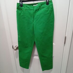 Liz Claiborne Emma Size 6 Vibrant Green Ankle Cropped Pants 25" Inseam